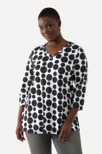 Plus size veliki brojevi Majica 3/4 rukava s printom krugova V ovratnika za punije