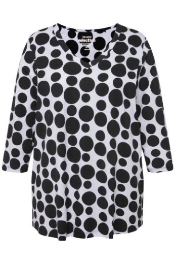 Plus size veliki brojevi Majica 3/4 rukava s printom krugova V ovratnika za punije