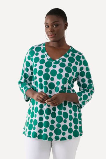 Plus size veliki brojevi Majica 3/4 rukava s printom krugova V ovratnika za punije