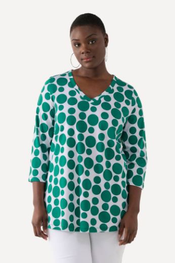 Plus size veliki brojevi Majica 3/4 rukava s printom krugova V ovratnika za punije