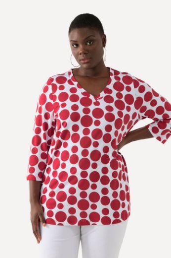 Plus size veliki brojevi Majica 3/4 rukava s printom krugova V ovratnika za punije
