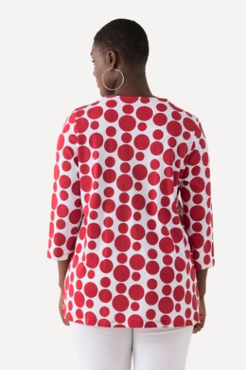 Plus size veliki brojevi Majica 3/4 rukava s printom krugova V ovratnika za punije