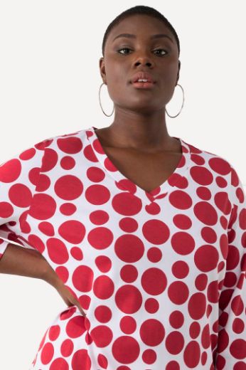 Plus size veliki brojevi Majica 3/4 rukava s printom krugova V ovratnika za punije