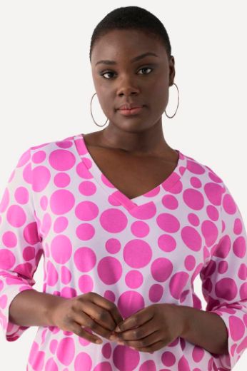 Plus size veliki brojevi Majica 3/4 rukava s printom krugova V ovratnika za punije