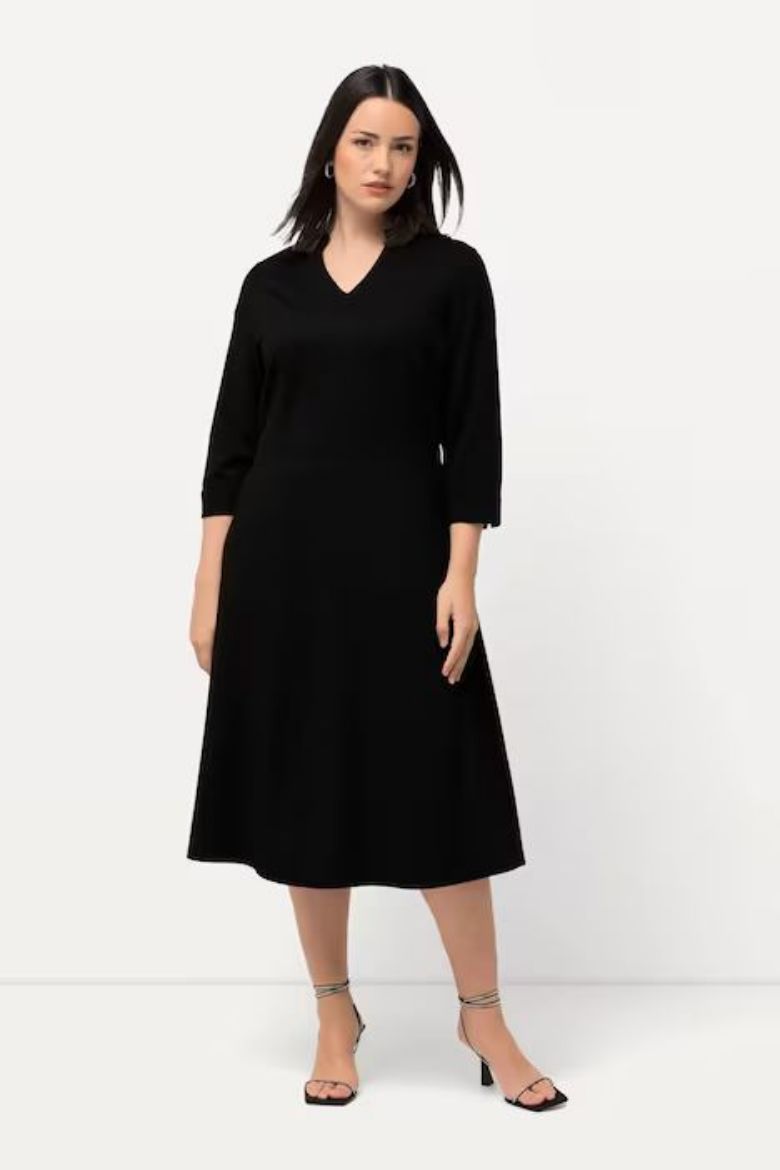Plus size veliki brojevi Haljina A kroja s 3/4 rukavima za punije
