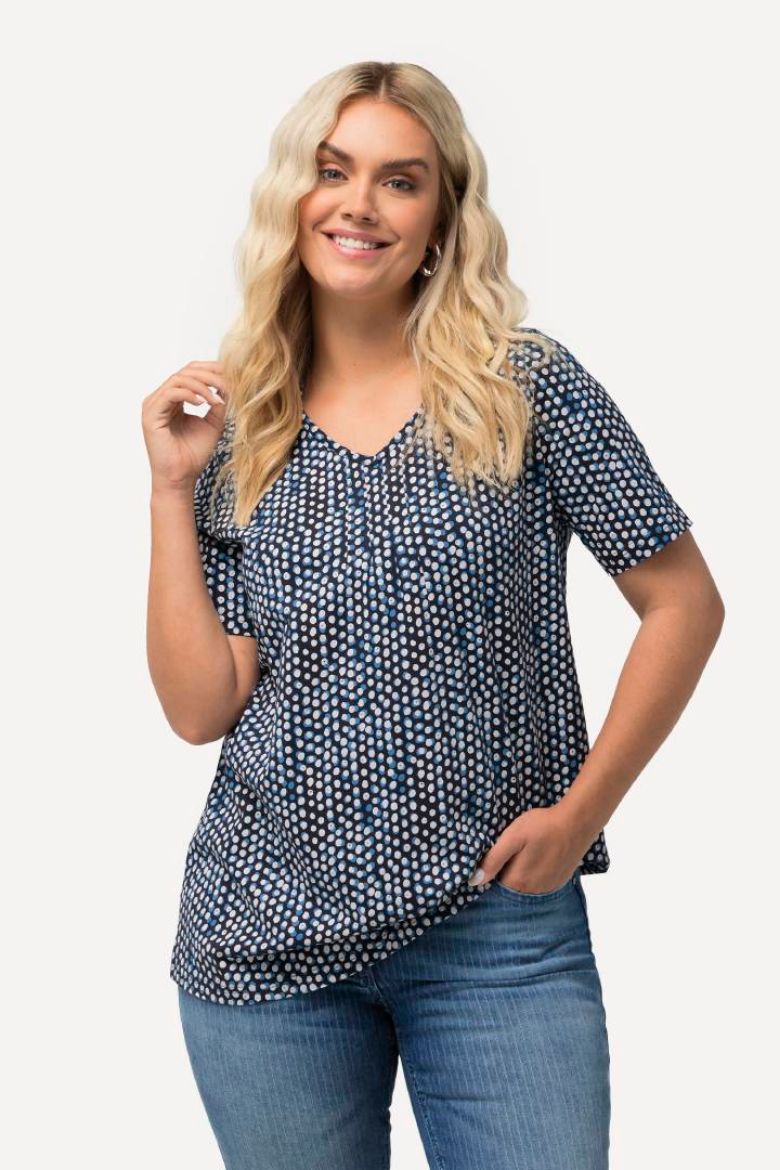 Plus size veliki brojevi Majica V ovratnika s printom nepravilnih krugova za punije