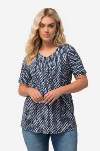Plus size veliki brojevi Majica V ovratnika s printom nepravilnih krugova za punije