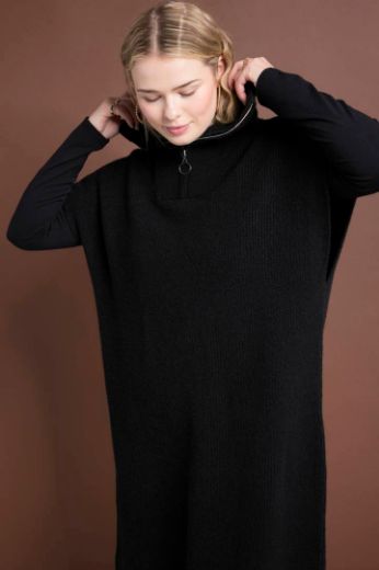 Plus size veliki brojevi Haljina pletena visokog ovratnika bez rukava za punije