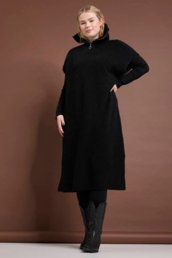 Plus size veliki brojevi Haljina pletena visokog ovratnika bez rukava za punije