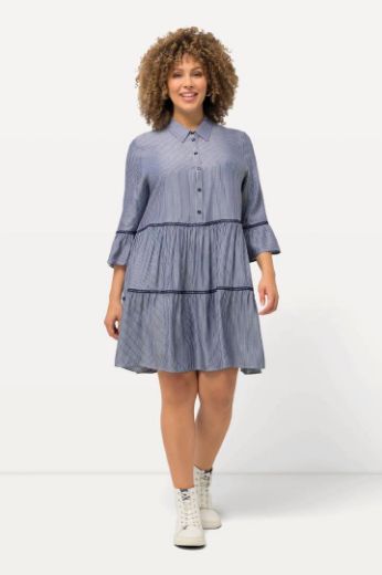 Plus size veliki brojevi Haljina s 3/4 rukavima i volanima za punije
