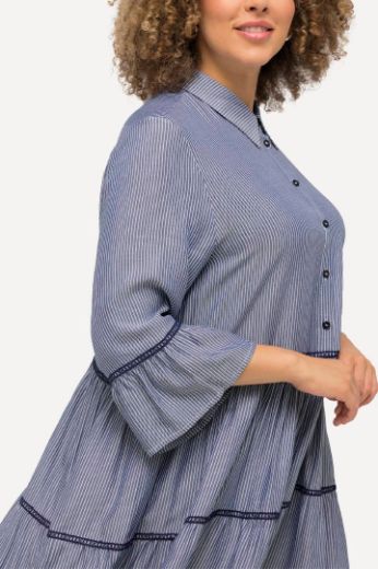Plus size veliki brojevi Haljina s 3/4 rukavima i volanima za punije