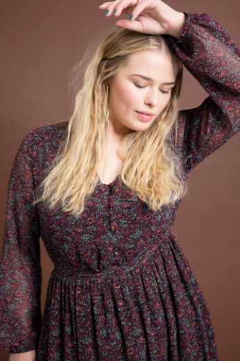 Plus size veliki brojevi Haljina maxi dugih rukava za punije