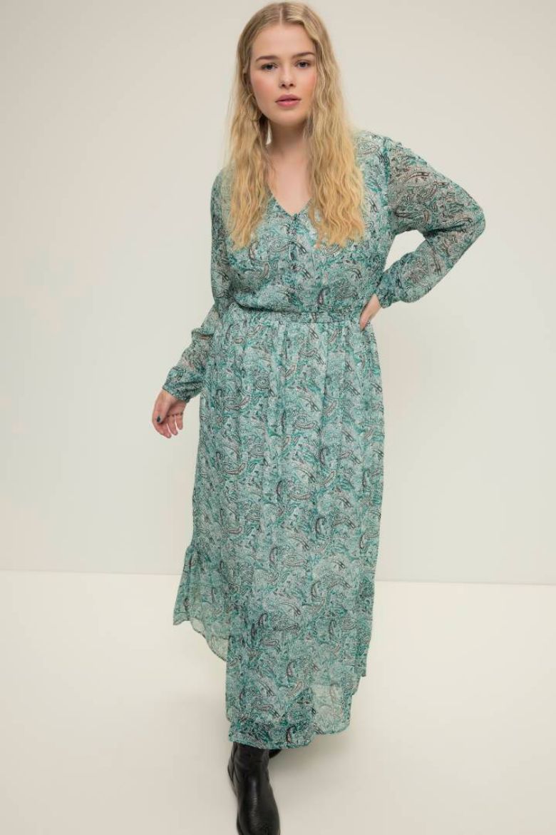 Plus size veliki brojevi Haljina maxi dugih rukava s printom za punije