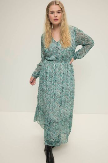 Plus size veliki brojevi Haljina maxi dugih rukava s printom za punije