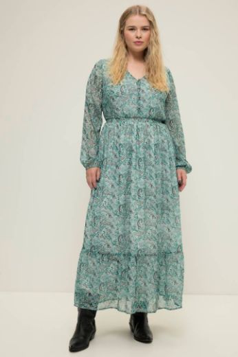 Plus size veliki brojevi Haljina maxi dugih rukava s printom za punije