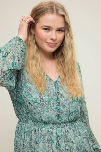 Plus size veliki brojevi Haljina maxi dugih rukava s printom za punije