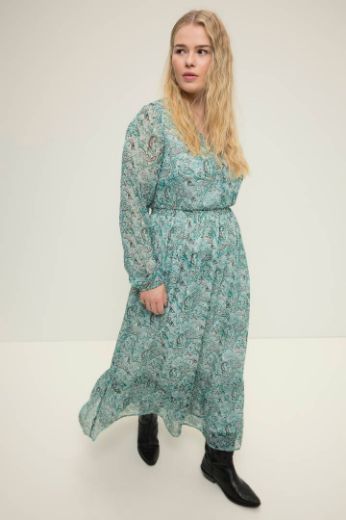 Plus size veliki brojevi Haljina maxi dugih rukava s printom za punije
