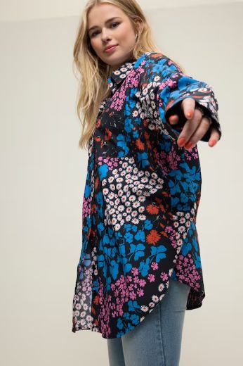 Plus size veliki brojevi Bluza dužeg kroja s cvjetnim pritnom za punije