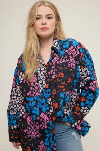 Plus size veliki brojevi Bluza dužeg kroja s cvjetnim pritnom za punije