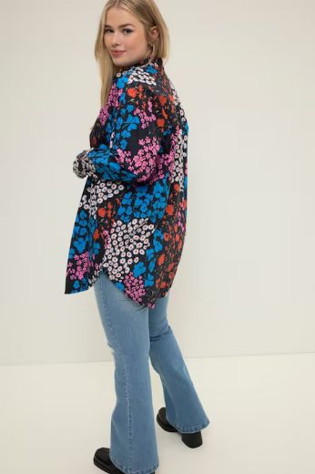 Plus size veliki brojevi Bluza dužeg kroja s cvjetnim pritnom za punije