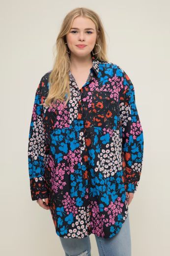 Plus size veliki brojevi Bluza dužeg kroja s cvjetnim pritnom za punije