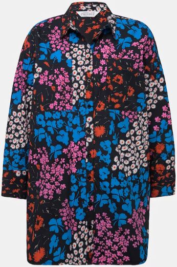 Plus size veliki brojevi Bluza dužeg kroja s cvjetnim pritnom za punije