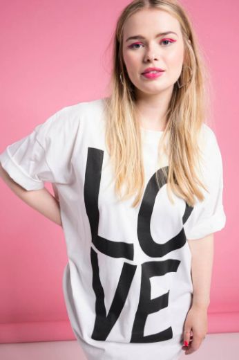 Plus size veliki brojevi Majica dužeg kroja s natpisom za punije