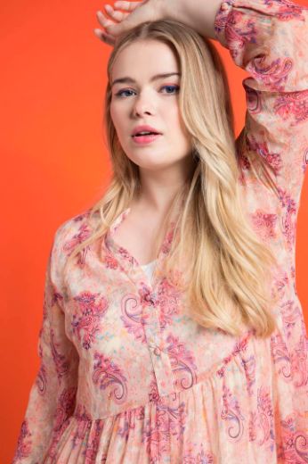 Plus size veliki brojevi Haljina maxi s printom i dugim rukavima za punije
