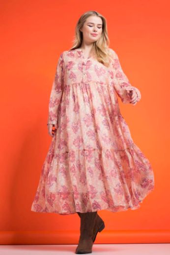 Plus size veliki brojevi Haljina maxi s printom i dugim rukavima za punije