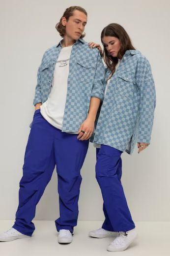 Plus size veliki brojevi Košulja traper dugih rukava šireg kroja za punije
