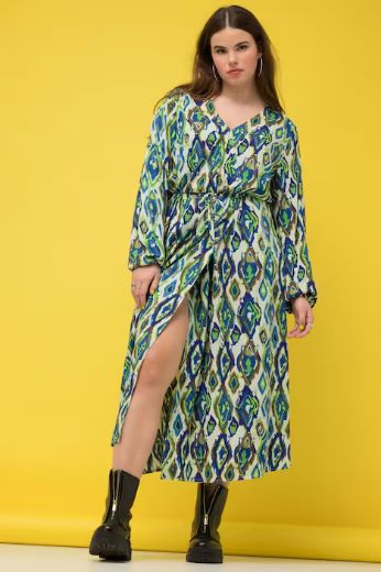 Plus size veliki brojevi Haljina A kroja V ovratnika s vezanjem u struku za punije