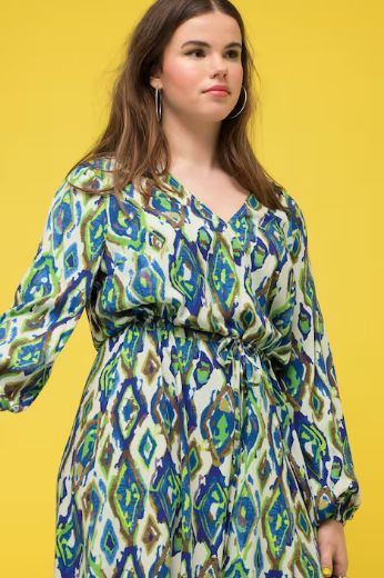 Plus size veliki brojevi Haljina A kroja V ovratnika s vezanjem u struku za punije