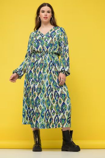 Plus size veliki brojevi Haljina A kroja V ovratnika s vezanjem u struku za punije