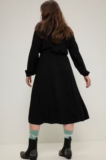 Plus size veliki brojevi Haljina V ovratnika dugih rukava za punije