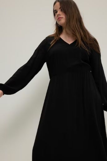 Plus size veliki brojevi Haljina V ovratnika dugih rukava za punije