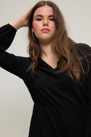 Plus size veliki brojevi Haljina V ovratnika dugih rukava za punije