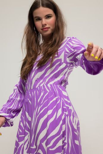 Plus size veliki brojevi Haljina A kroja V ovratnika s printom zebre za punije