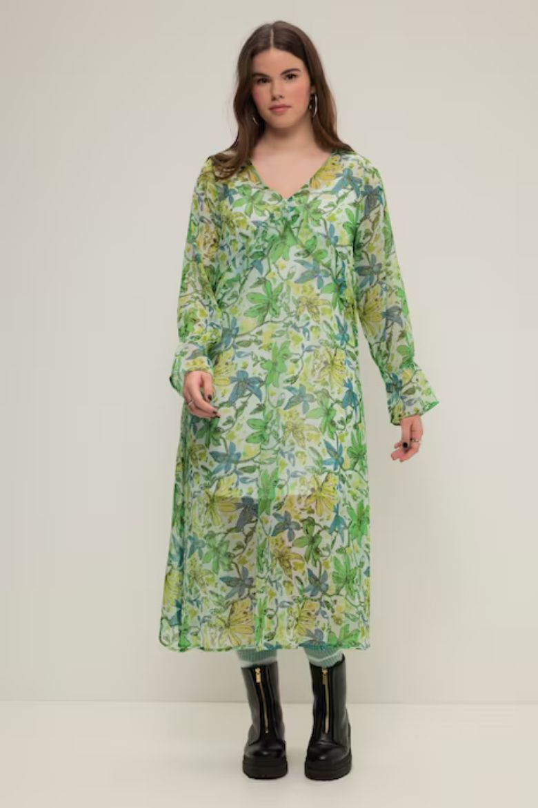 Plus size veliki brojevi Haljina A kroja cvjetnog printa za punije