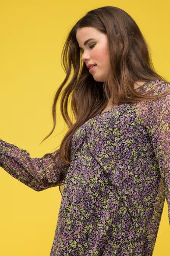 Plus size veliki brojevi Haljina A kroja s volanima na rukavima za punije
