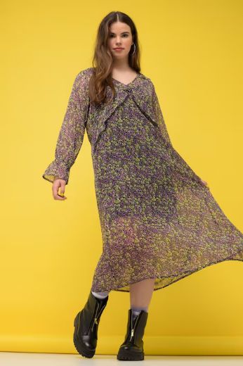 Plus size veliki brojevi Haljina A kroja s volanima na rukavima za punije