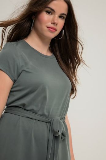 Plus size veliki brojevi Haljina A kroja na vezanje kratkih rukava za punije