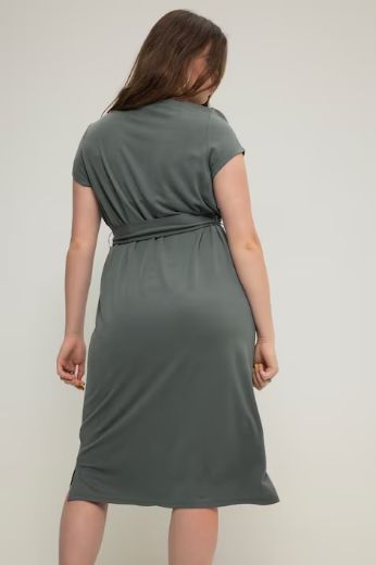 Plus size veliki brojevi Haljina A kroja na vezanje kratkih rukava za punije