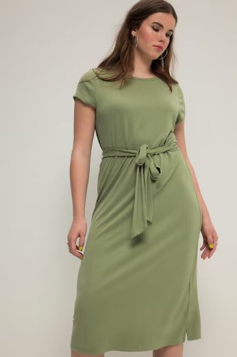 Plus size veliki brojevi Haljina A kroja na vezanje kratkih rukava za punije