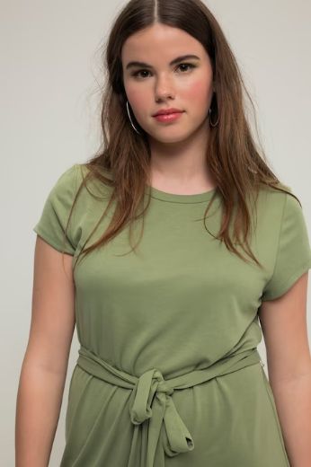 Plus size veliki brojevi Haljina A kroja na vezanje kratkih rukava za punije