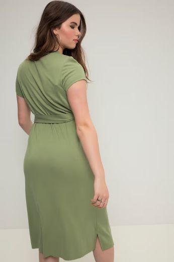 Plus size veliki brojevi Haljina A kroja na vezanje kratkih rukava za punije