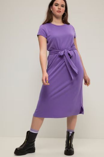 Plus size veliki brojevi Haljina A kroja na vezanje kratkih rukava za punije