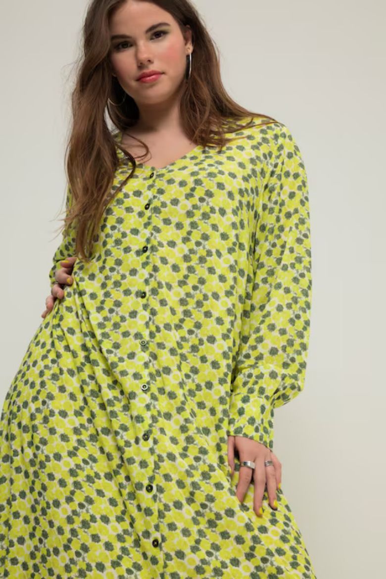 Plus size veliki brojevi Haljina maxi A kroja na kopčanje za punije