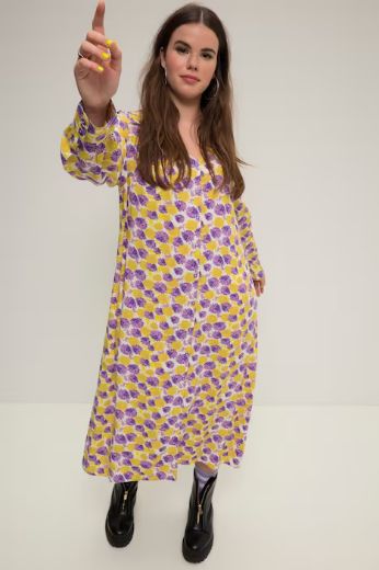 Plus size veliki brojevi Haljina maxi A kroja na kopčanje za punije