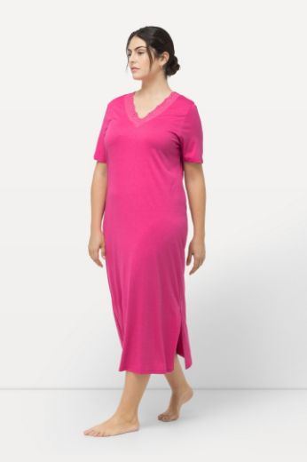 Plus size veliki brojevi Spavaćica s dodatkom ukrasne čipke na ovratniku za punije