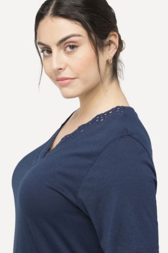 Plus size veliki brojevi Spavaćica s dodatkom ukrasne čipke na ovratniku za punije